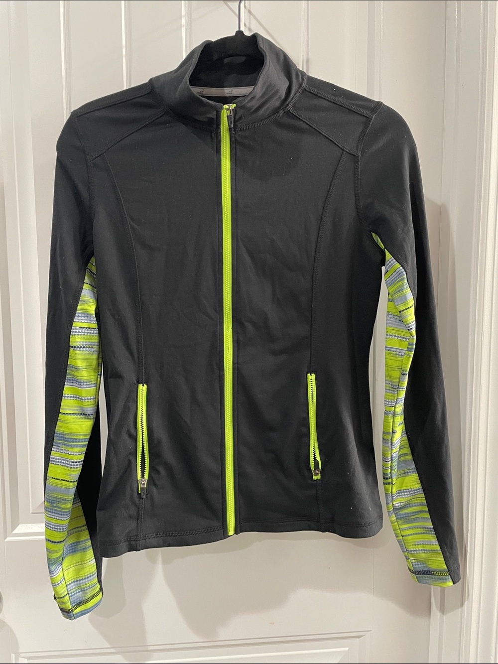 bcg Black Running Jacket with Neon Green Zipper
